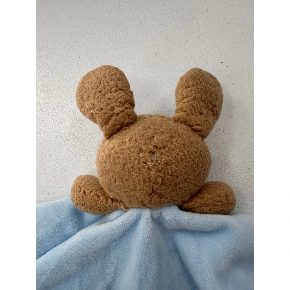 MTY International Bunny Lovey Security Blanket Blue Brown Plush Stuffed Animal